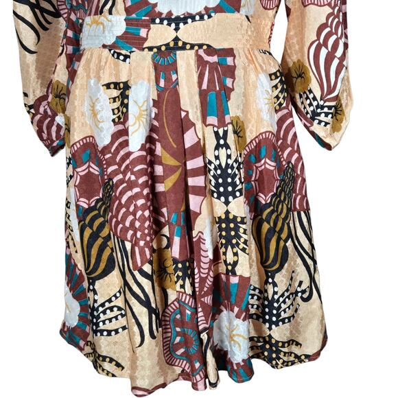 Scotch & Soda Sun Ray Dress Womens Medium Long Sleeve Printed Fit Flare - Picture 3 of 12